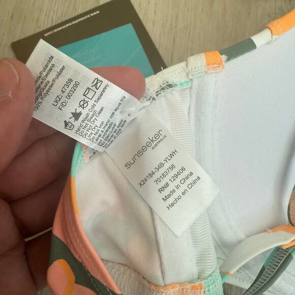 NWT Sunseeker Australia Floral Multicolor Microfiber Swim Bikini Top Size 34B - Picture 6 of 6